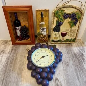 Wine Bottle Wall Art Trio - Grapevine Decorative Plaques